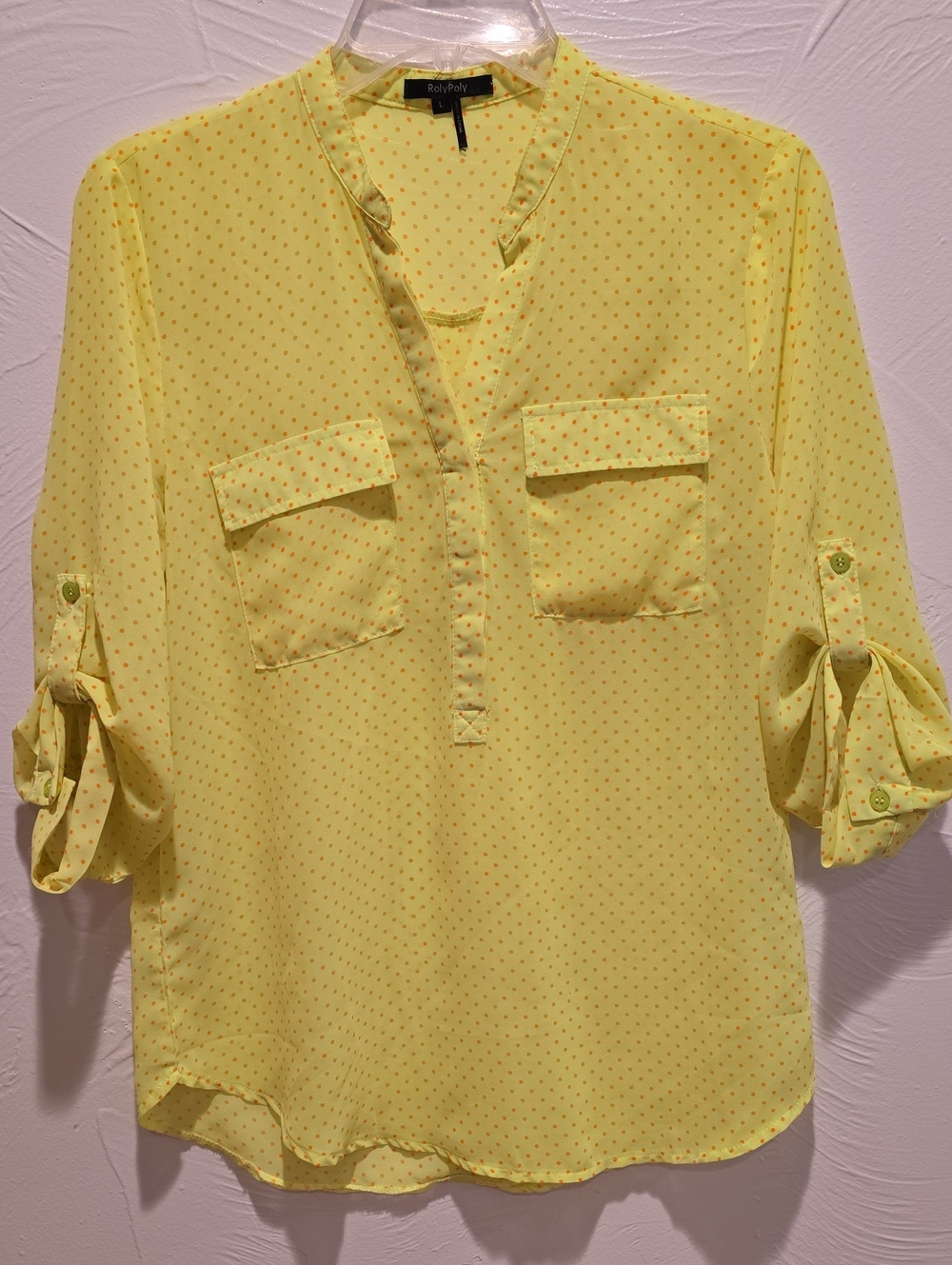 Neon Yellow Bright Orange Dot Roll-Tab Top